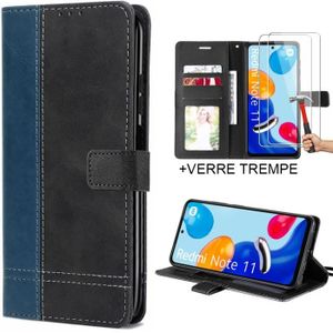 Verre trempé Etui Xiaomi Redmi Note 12S-Note 11S-Note 11 4G,Housse en Cuir PU Portefeuille Verre trempé Etui Xiaomi Redmi Note 12S-Note 11S-Note 11 4G,Housse en Cuir PU Portefeuille