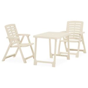 Ensemble table et chaise de jardin FDIT Ensemble de bistro pliable 3 pcs Plastique Blanc - FDI7843871889144