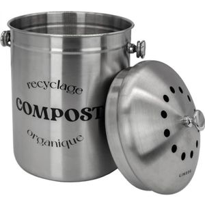 COMPOSTEUR - ACCESSOIRE Composteur de cuisine 5L Inox Linxor - Bac à compo