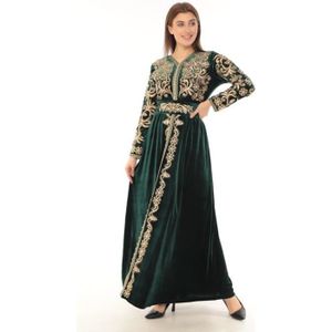 DJELLABA – CAFTAN – TAKCHITA caftan Vert Brode Dore takchita abaya karakou grande taille robe dubai oriental