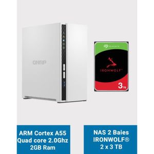 SERVEUR STOCKAGE - NAS  QNAP TS-233 Serveur NAS Seagate IronWolf 6To (2x3T
