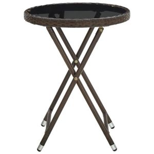 TABLE BASSE JARDIN  LEX Table à thé Marron 60 cm Résine tressée et verre trempé - Qqmora - OVN38025