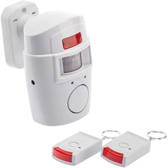 Kit Alarme autonome à détection de mouvement - Eclairage d'alerte intégré -  détecteur d'ouverture (x3) et télécommande (x2) 