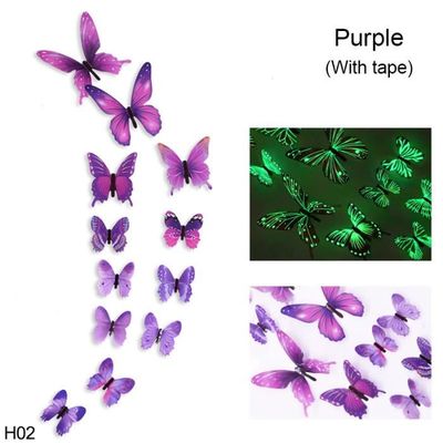 Lot De 6 Autocollants Muraux 3D En Forme De Papillon Lumineux Pour Salon, Décoration Chambre à Coucher