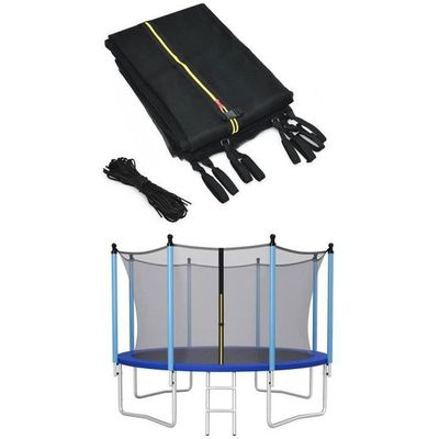 Filet De Sécurité Trampoline KESSER Ø183-427cm - Résistant UV, Porte à Fermeture Éclair