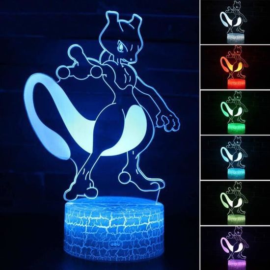 3D Mewtwo Lampe Pokemon GO Illusoire Veilleuse LED 7 Couleurs Télécommande Touch Chambre Décoration Lampe de Table Enfant ED4815