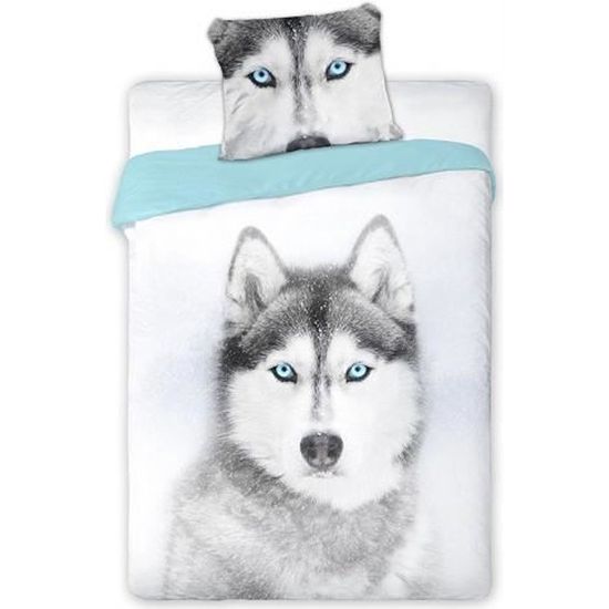 Parure De Lit Chien Chiot Husky Achat Vente Parure De Drap Cdiscount