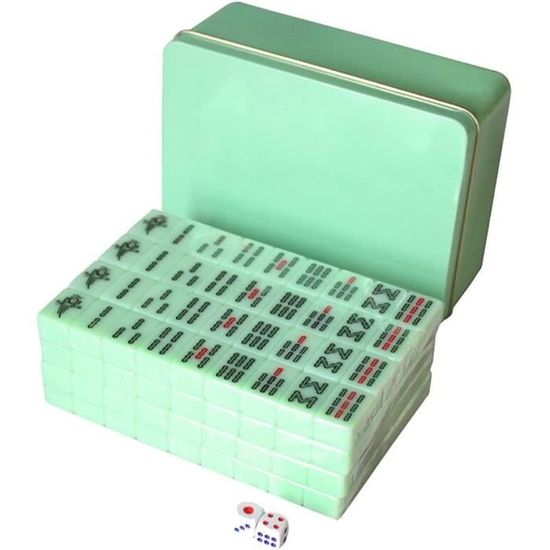 Jeu De Mahjong Chinois Portable - 144 Tuiles En Mélamine - Avec étui