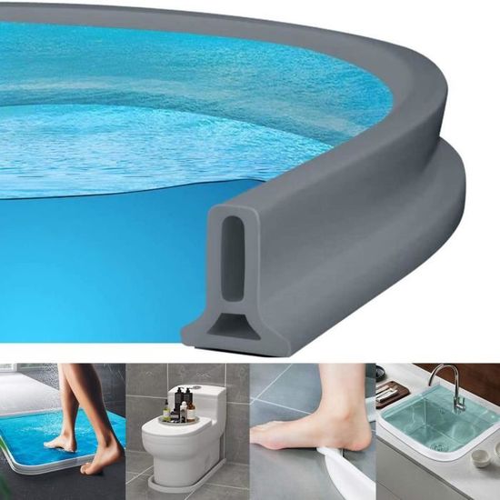 Barrière De Douche En Silicone - Longueur Réglable 50 à 200 Cm, Hauteur 5 Cm - Anti-fuite Pour Salle De Bain, Cuisine - 4