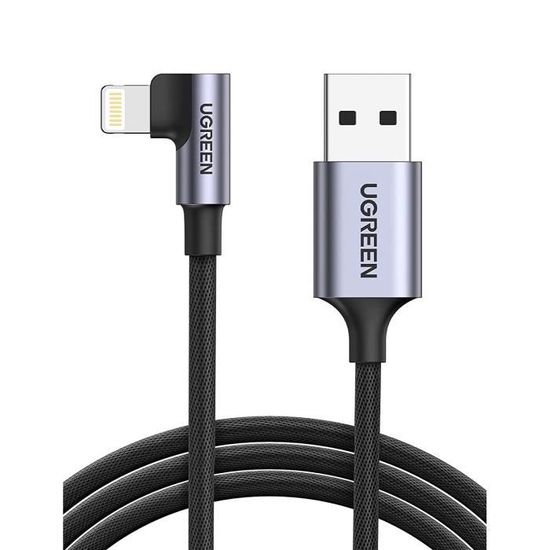 Lot De 5 Câbles Lightning Certifiés MFI – Longueurs 0,9/1,8/3 M – Nylon Tressé, Connecteur 90° – Compatible IPhone, IPad, IPod - 3
