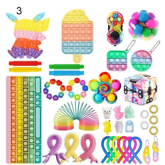 XIATIAN Pop It 4 Pièces – Jouet Sensoriel à Bulles En Silicone Anti-stress – Formes Variées – Cadeau Apaisant Pour Enfants Et Adultes