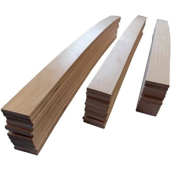 10 Lattes Bois Hêtre + Embouts - 780x48x8 Mm Pour Sommier, Clic-clac, BZ - Embouts Clipsables, Fabrication Française