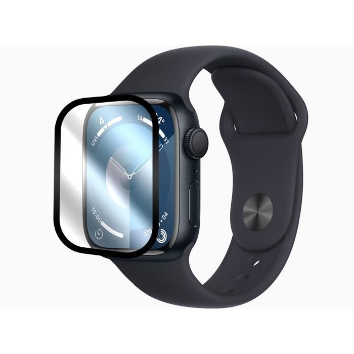Lot de 2 Verre Tremp Bords Noir pour Apple Watch Series 9 41mm