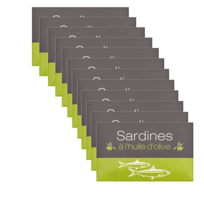 Lot 12x Sardines à l'huile olive - Maroc - conserve 125g
