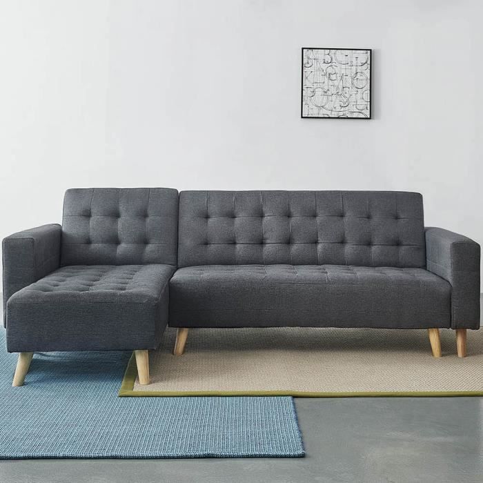 Canapé d'angle 5 places Gris Scandinave