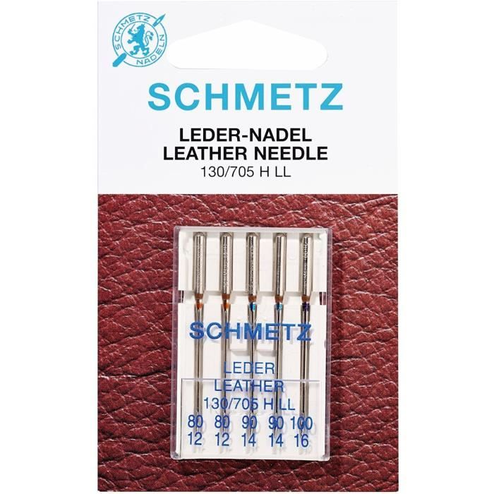 Schmetz Aiguilles pour machine à coudre en cuir 130/705, n° 80-100 Assortiment d'aiguilles