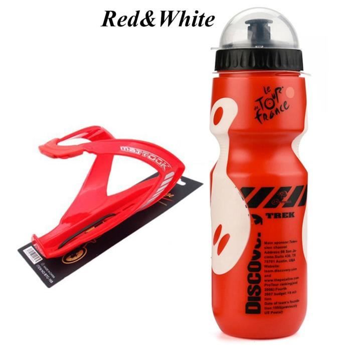 RedWhite Upgrade -Bouteille de boisson 750ml + porte bouteille de support pour VTT, gourde en plastique, bouilloire portable, pour s