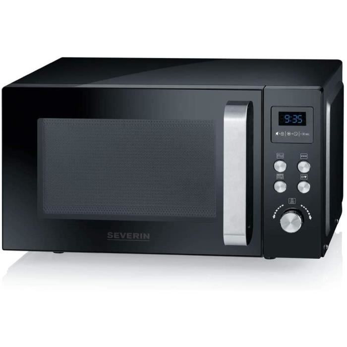 SEVERIN Micro-ondes 2-en-1, 800 W, Avec fonction gril, Gril et plaque tournante inclus (Ø 24,5cm), MW 7750, Noir [Classe énergétique