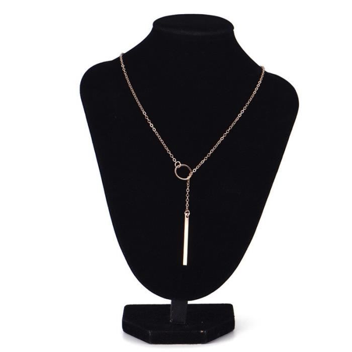 Femmes Unique charmant ton barre cercle Lariat collier 1pc nouveau Chic Y en forme d'or couleur barre cerc MC7124
