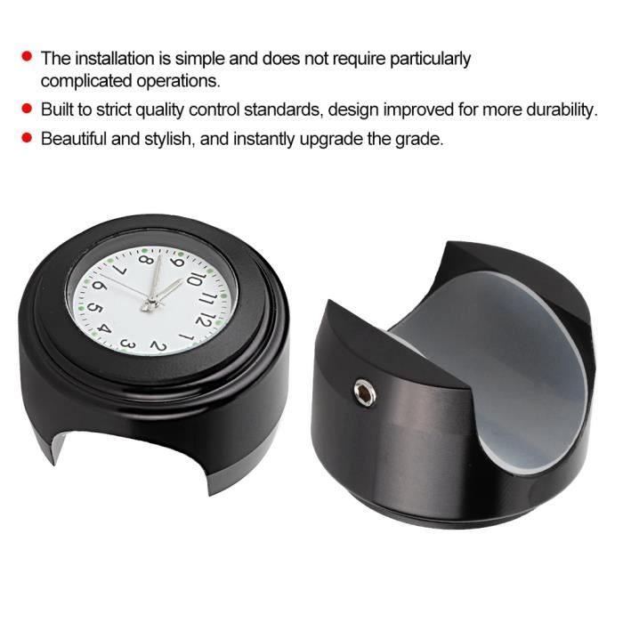 Montre à quartz étanche pour montage sur guidon de modification de moto (cadran blanc à surface noire)