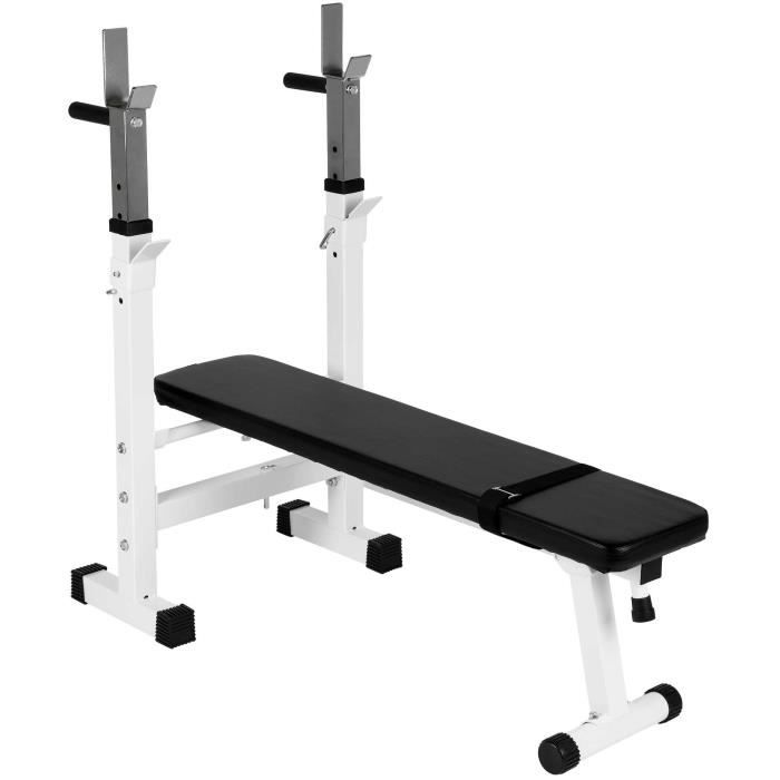 Banc de musculation avec support d'haltères Chassis en Acier , Blanc