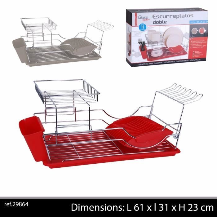 COULEUR GRIS : ÉGOUTTOIR A VAISSELLE PRO POUR COUVERT DE CUISINE DECORATION SECHOIR ASSIETTE TABLE ETAGERE RANGEMENT