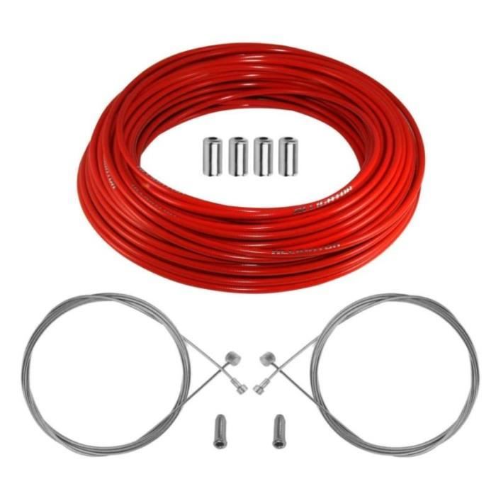 kit câble gaine de frein vélo rouge avant arrière téflon cycle route vtt course vintage universel