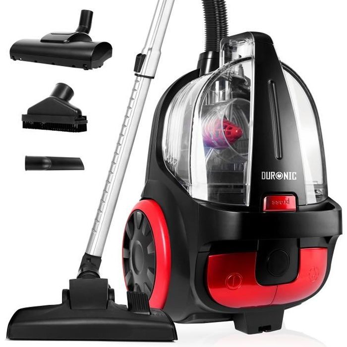 Duronic VC5010 Aspirateur traineau compact cylindrique sans sac – Classe énergétique A / Emission A / Aspiration A