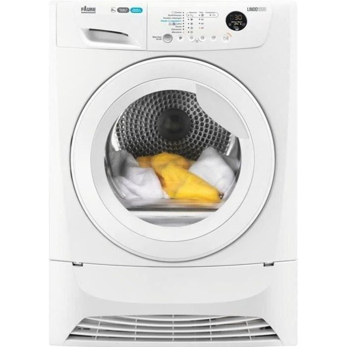 Sèche-linge pompe à chaleur FAURE FDH82200PS - 8 kg - l60 x P60 x H85 cm - Blanc - Classe A++