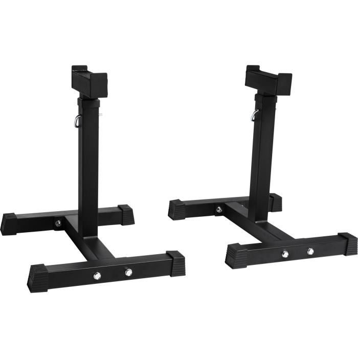 Support de barre réglable – repose barre musculation noir