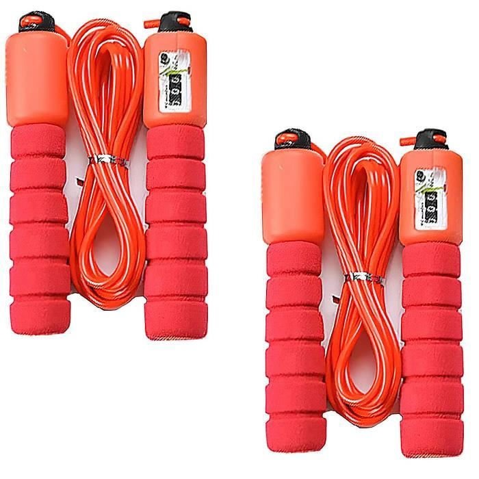 Corde à Sauter,2 PCS Jump Skipping Rope, Corde a Sauter Enfant, Adulte, Homme, Femme, Compteur intégré Réglable Câble pour Fitness,