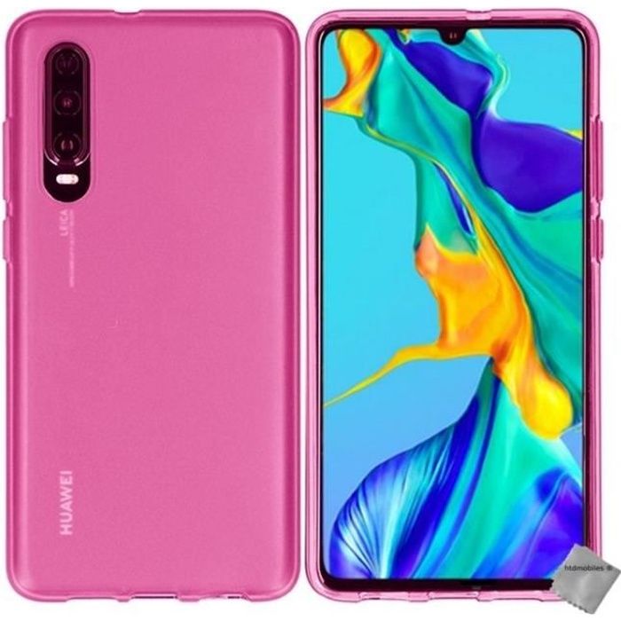 Coque silicone gel fine pour Huawei P30 avec film ecran - ROSE