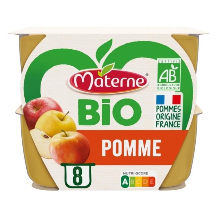 MATERNE - Bio Sans Sucre Ajoutés Pomme 8X100G - Lot De 3