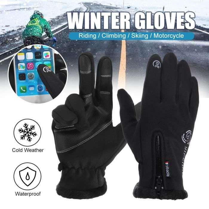 TEMPSA Vbiger Gants d'Hiver Coupe-vent Imperméable Chaud Sport Gants Vélo Moto Ecran Tactile Gants Running