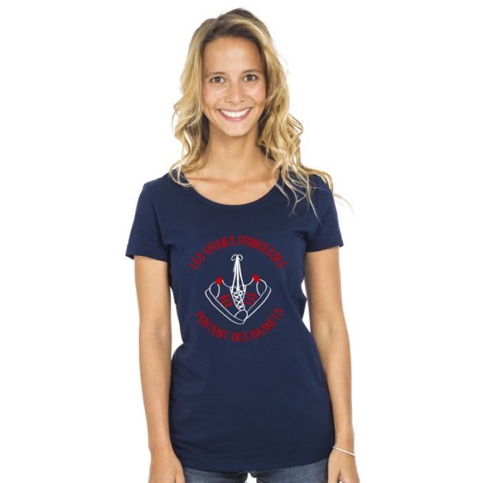 We are family Tshirt LES VRAIES PRINCESSES PORTENT DES BASKETS NAVY XXL- Produit imprimé en France