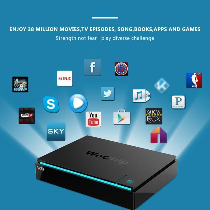 Intelligent TV Box Wechip V5 Android 6.0 Décodeur Amlogic S905X 2G/16G H.265 2.4G/5G Wi-Fi 1000M LAN Bluetooth HDMI2.0 EU Plug