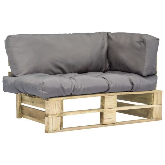 Magnifique Economique Haute qualité Luxueux Canapé de jardin palette avec coussins Gris Bois vert FSC