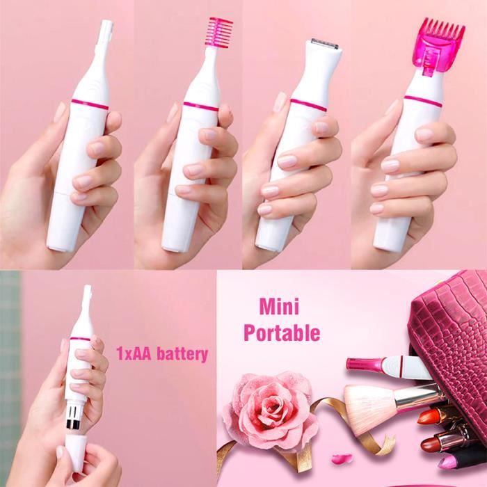 5 en 1 Femmes Epilation Rasoir Tondeuse electrique femelle Rasoir Bikini Trimmer pour les sourcils le Visage Aisselle Epilateur