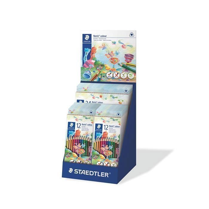 Noris® colour 187 - Présentoir 360 crayons de couleur triangulaires WOPEX® assortis