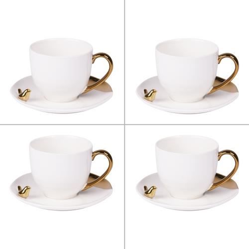 Coffret de 4 tasses à café 10 cl avec soucoupes amman - Table Passion NEURE Blanc