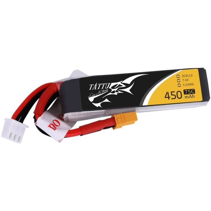 Pack de batterie (LiPo) 7.4 V 450 mAh Tattu TA-75C-450-2S1P-L Nombre de cellules: 2 75 C Softcase XT30 1 pc(s)