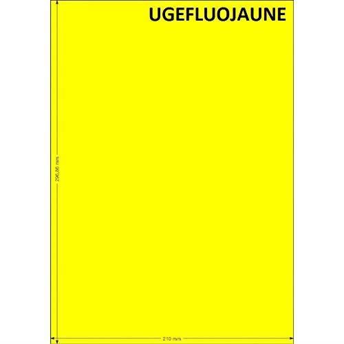 5 Feuille papier adhésive JAUNE FLUO A4 210 x 297 mm pour imprimante planche 1 étiquette JAUNE FLUO autocollante A4 étiquette JAUNE