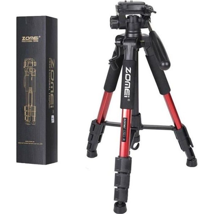ZOMEI Professional Aluminium Portable Trépied Tripode de voyage pour appareil photo et caméscope - Rouge