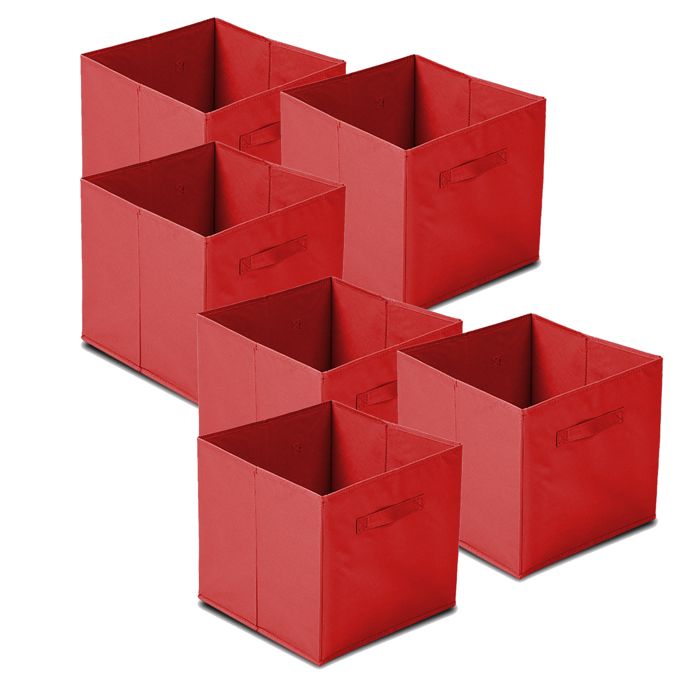 lot 12 cube de rangement pliable,coffre de rangement,boîte de rangement en tissu rouge - longueur 31 x profondeur 31 x hauteur 31