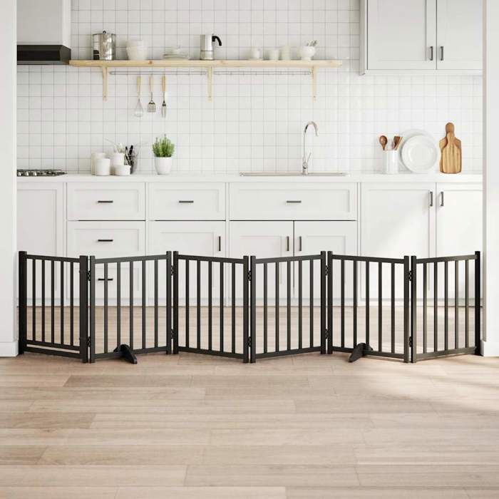 Meilleurs prix pour vidaXL Barrière pour chiens avec porte 6 panneaux bois de sapin massif barrière de sécurité pour animaux de compagnie 352285