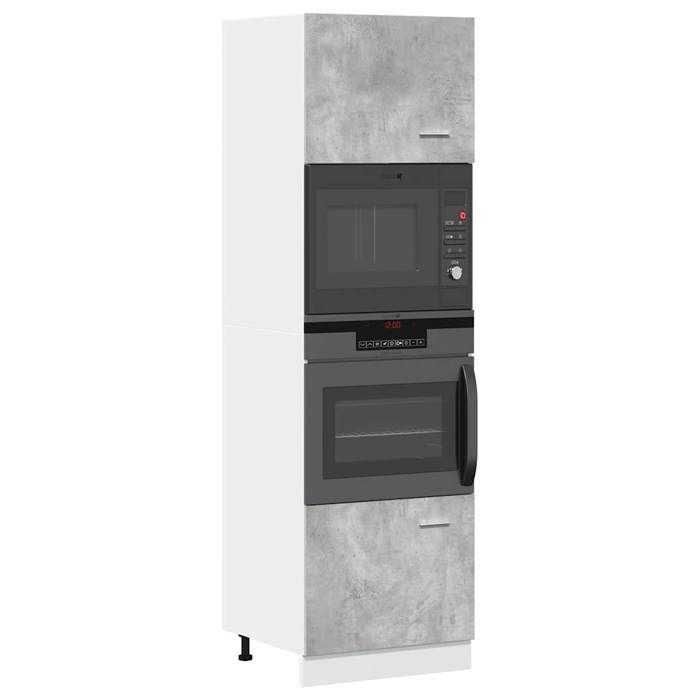 vidaXL Meuble micro-ondes Lyon Gris béton 60 x 57 x 207 cm Bois dingénierie 856127
