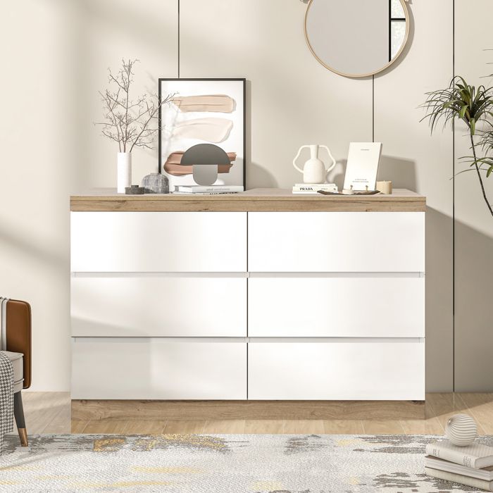Nouveau Eco - friendly matériel commode avec 6 tiroirs armoire de rangement fonction de rangement pour chambre et salon