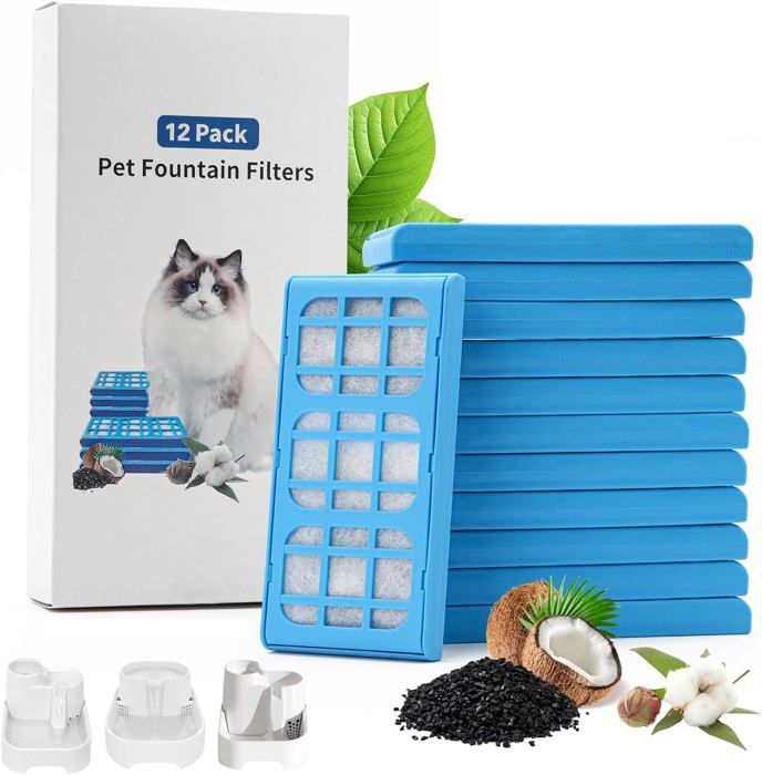 Comparer les prix de Lot de 12 filtres de fontaine à eau pour chatfiltres à cartouche deau potable pour chienfiltres de fontaine à eau pour animaux