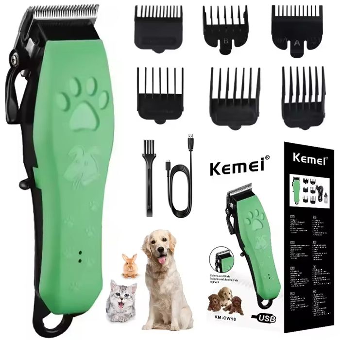 Meilleurs prix pour Tondeuse électrique pour chien kit de toilettage pour animaux de compagnie chargement USB convient aux chats et aux chiensvert