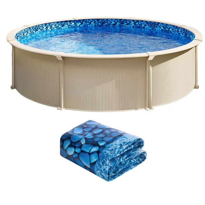 Revêtement de Piscine - DUOKU - 24 Pieds - Vinyle Superposé - Protection Anti-UV - Ronde
